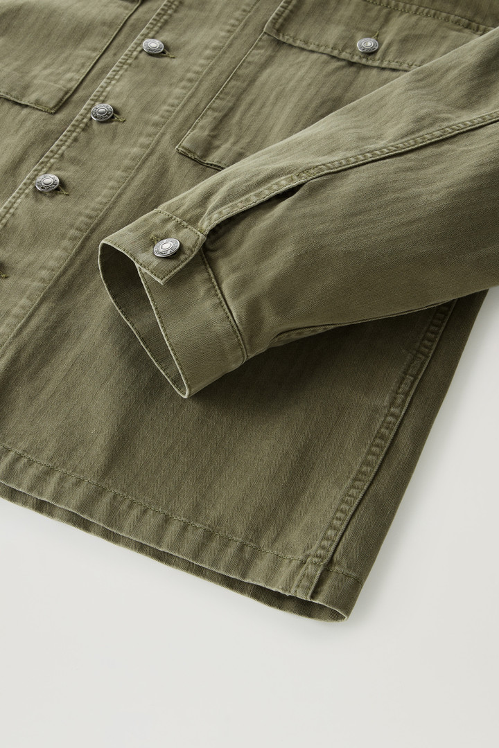 Military Overshirt in Pure Cotton Green photo 3 | Woolrich