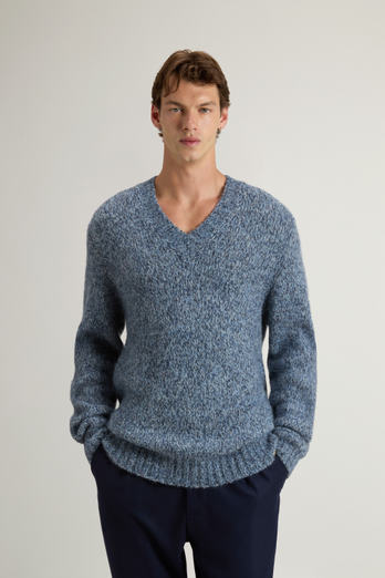 Pullover aus einer Alpaka-Woll-Mischung mit V-Ausschnitt Blau | Woolrich