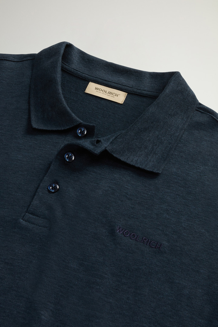 Pure Linen Polo Shirt Blue photo 6 | Woolrich