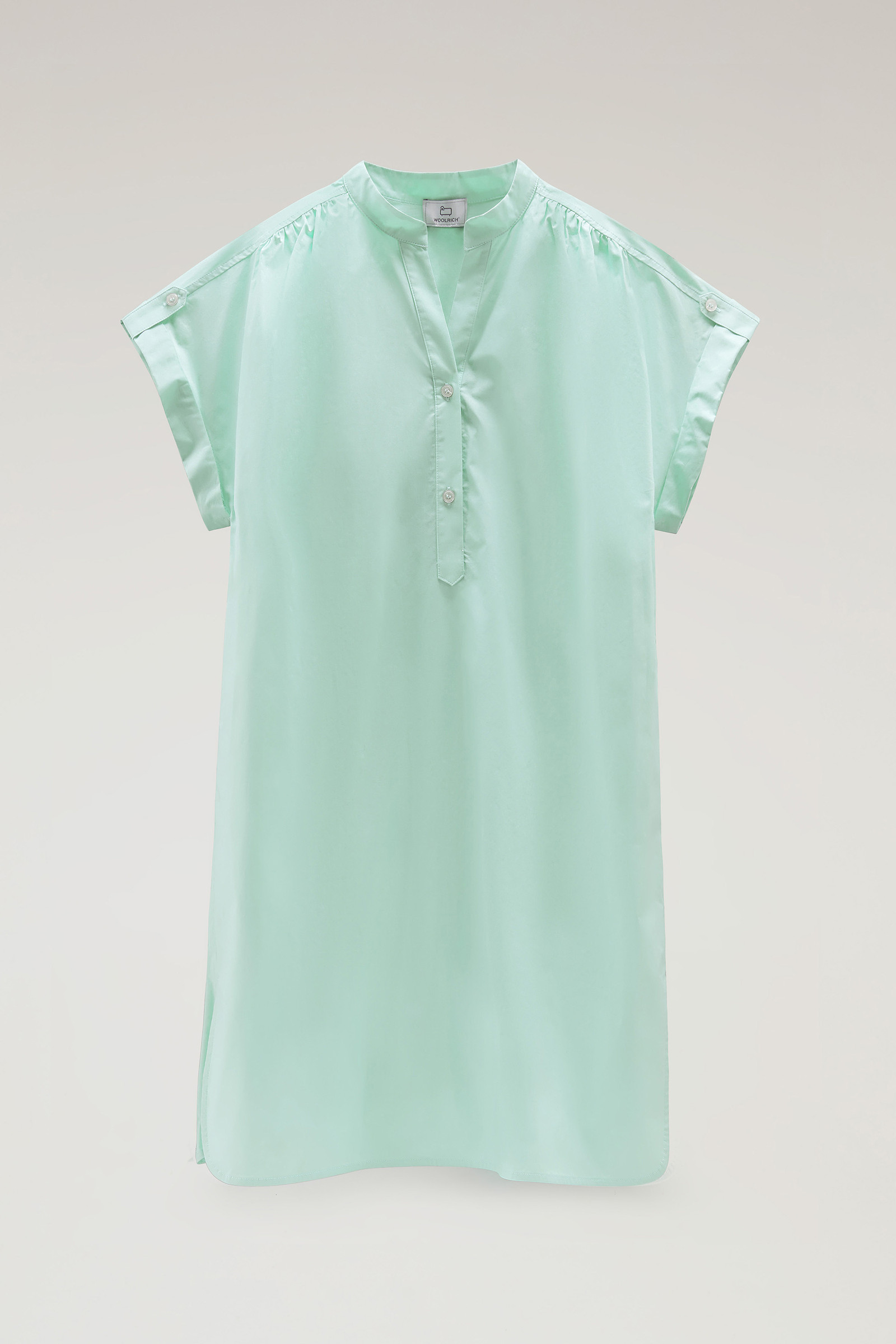 Short Dress in Pure Cotton Poplin with Gathered Details Green photo 5 | Woolrich