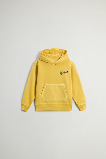 Sweat-shirt à capuche pour garçon teint en pièce en pur coton Jaune | Woolrich