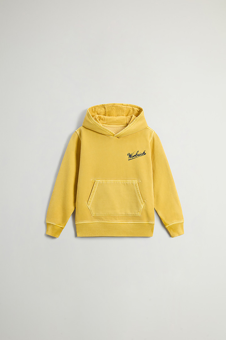 Garment-dyed Boys’ Hoodie in Pure Cotton Yellow photo 1 | Woolrich