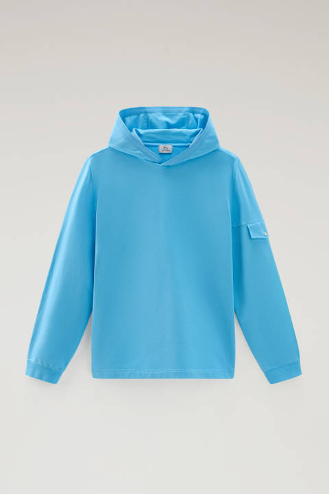 Hooded Pure Cotton Sweatshirt with Pocket Blue photo 2 | Woolrich