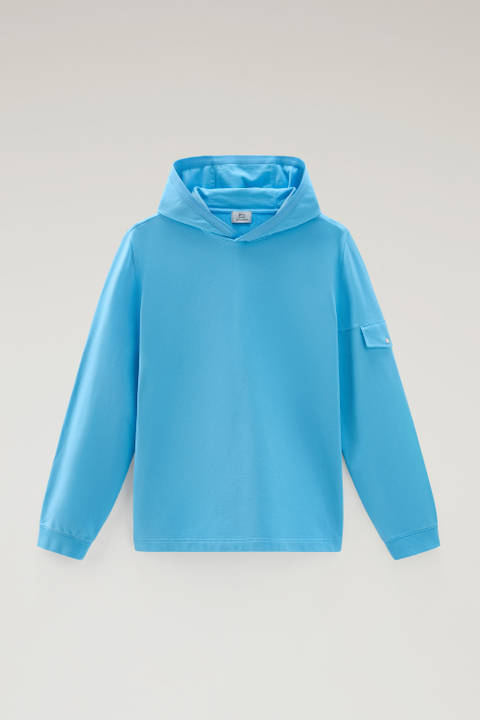Sweat-shirt à capuche en pur coton avec poche Bleu photo 2 | Woolrich