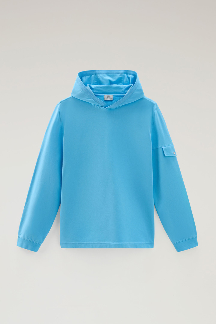 Hooded Pure Cotton Sweatshirt with Pocket Blue photo 5 | Woolrich