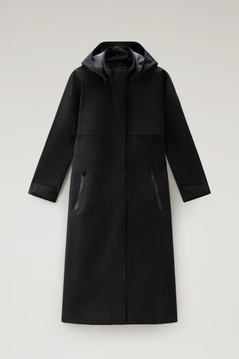 Waterproof Parka in Light Stretch Fabric with a Detachable Hood Black | Woolrich