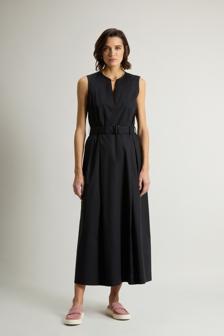 Sleeveless Dress in Pure Cotton Poplin Black photo 1 | Woolrich