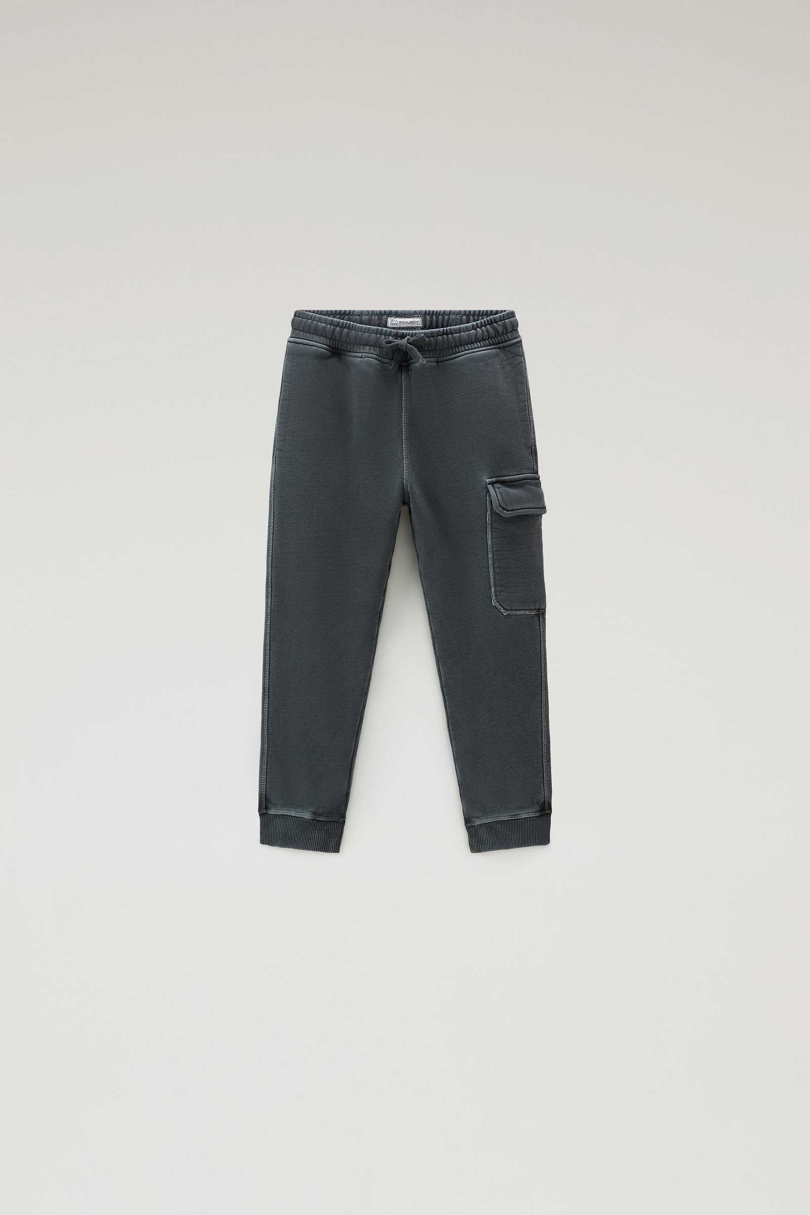Boys' Garment-Dyed Sweatpants in Pure Cotton Black | Woolrich