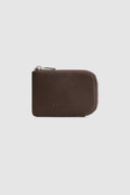 Compact Leather Wallet with Zipper