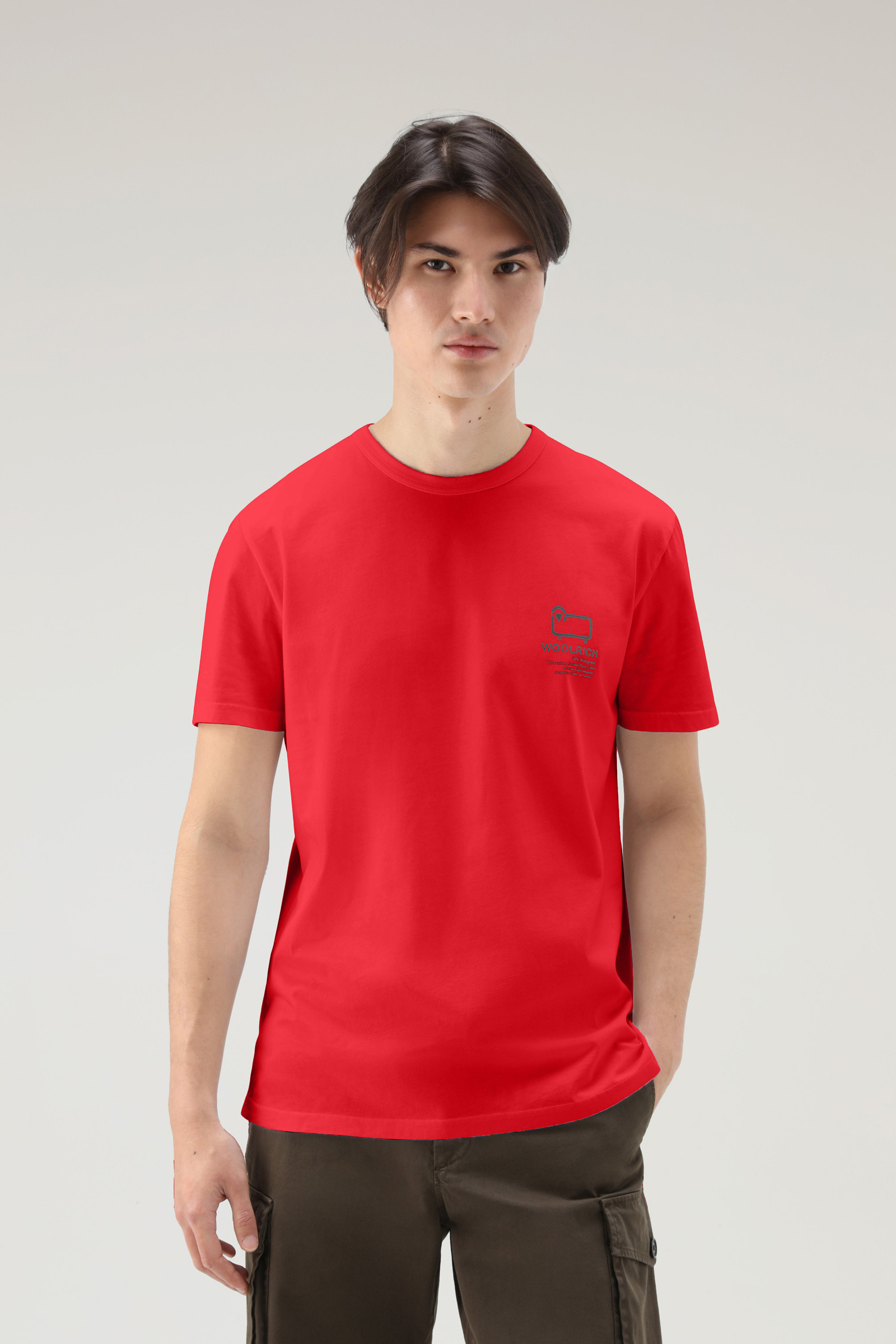 T-shirt aus reiner Baumwolle mit Yellowstone-Grafikprint rot photo 3 | Woolrich