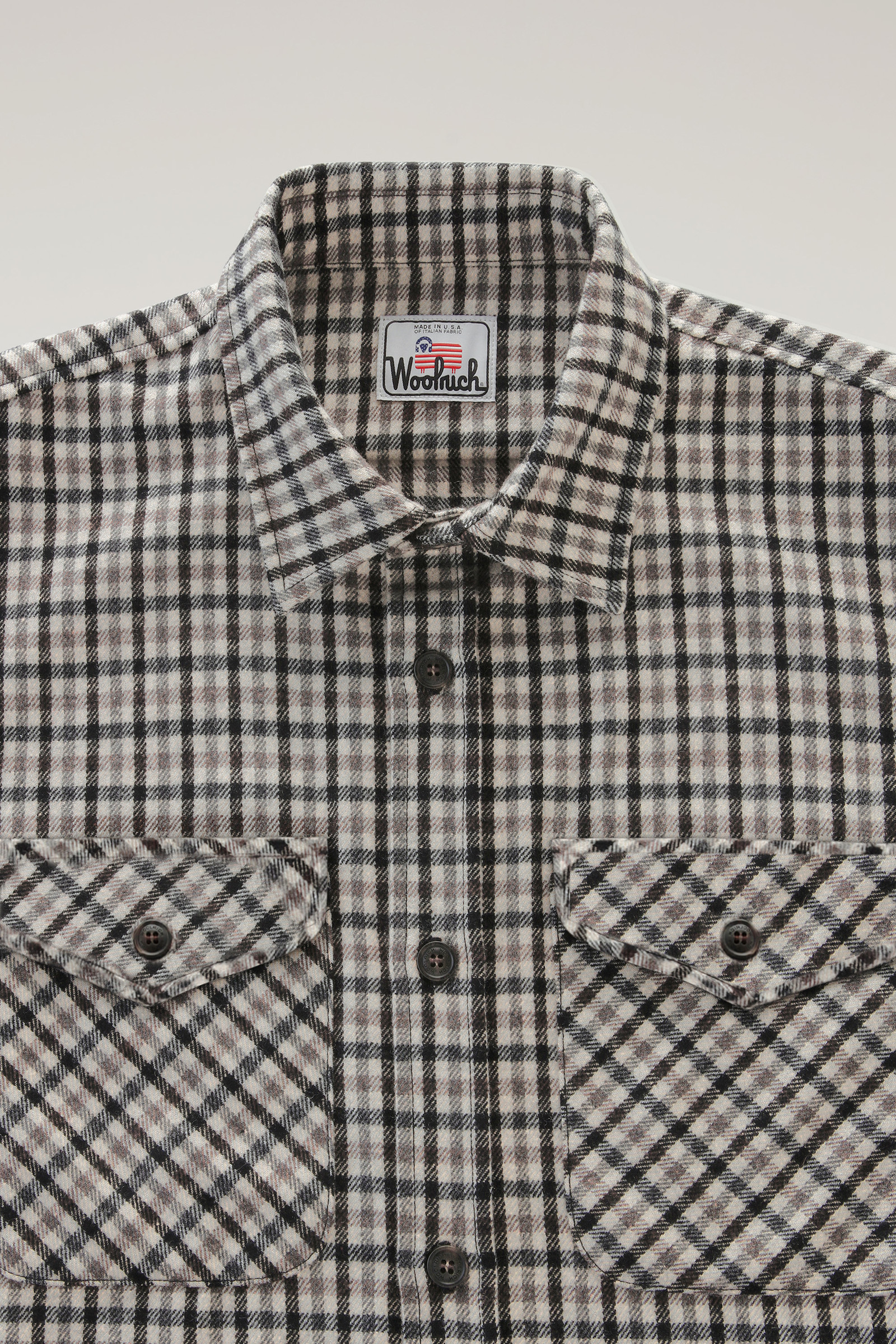 Men's Wool Blend Oxbow Flannel Overshirt - Made in USA Beige | Woolrich USA