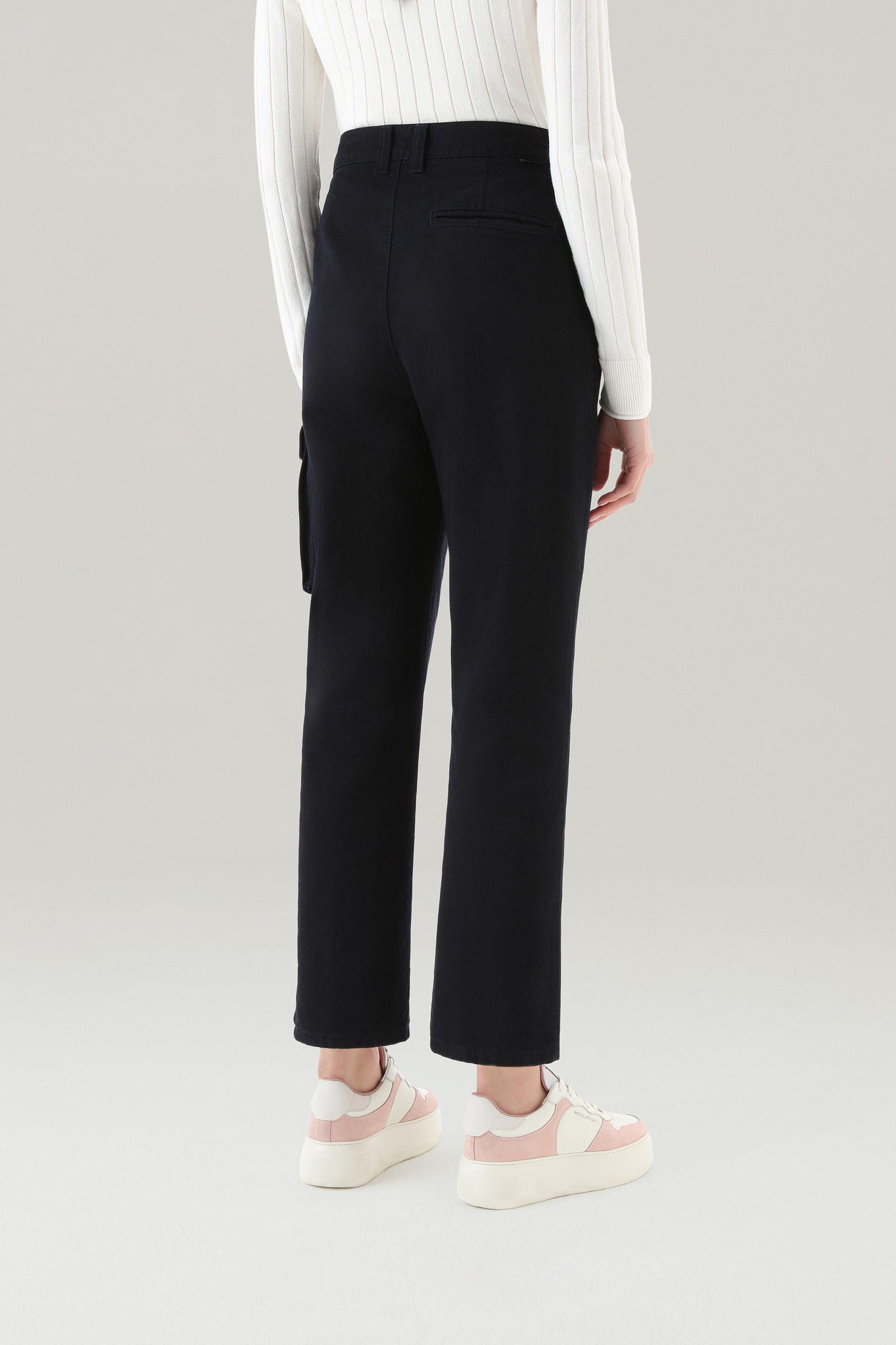 Pantalon cargo teint en pièce en sergé de pur coton bleu photo 3 | Woolrich