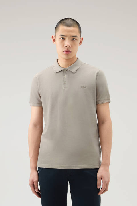 Garment-Dyed Mackinack Polo in Stretch Cotton Piquet Beige | Woolrich