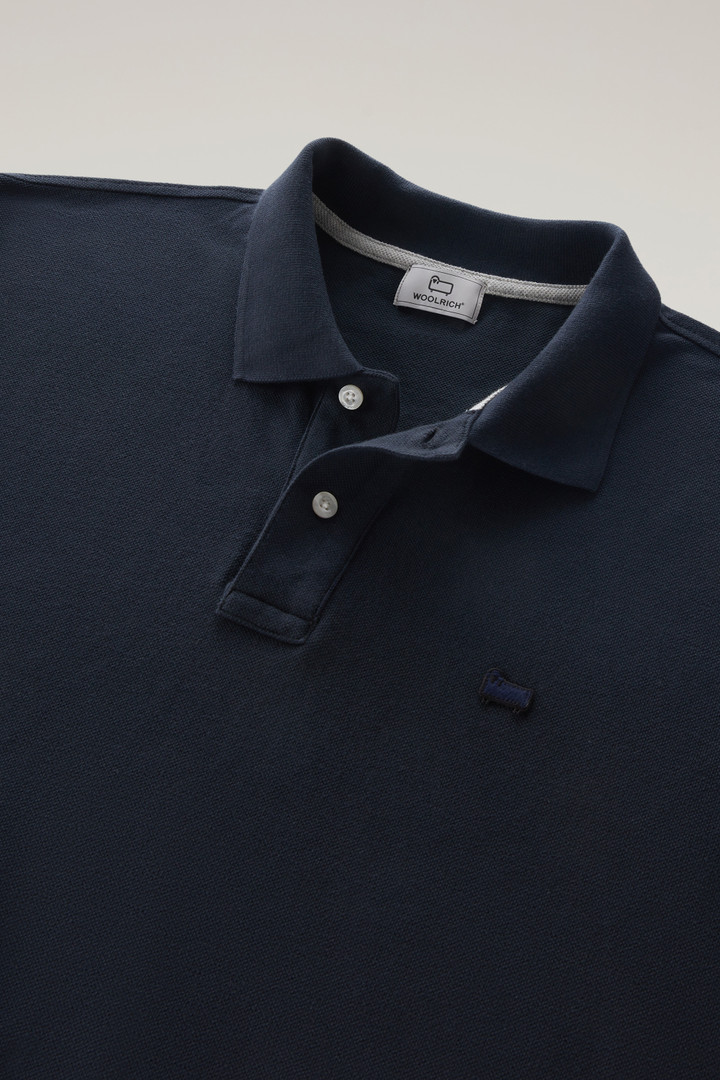 Polo-Shirt aus Piqué aus reiner Baumwolle Blau photo 6 | Woolrich