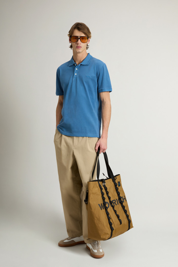 Garment-Dyed Mackinack Polo in Stretch Cotton Piquet Blue photo 2 | Woolrich