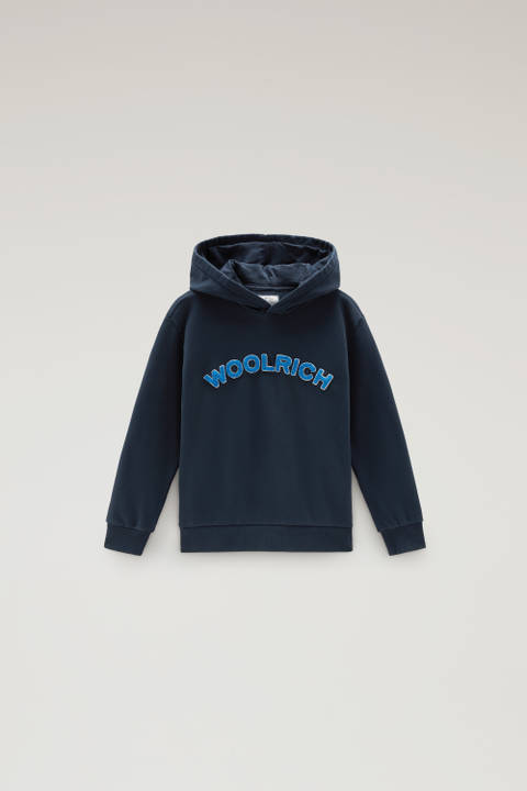 Sweat-shirt à capuche Varsity pour garçon en pur coton Bleu | Woolrich