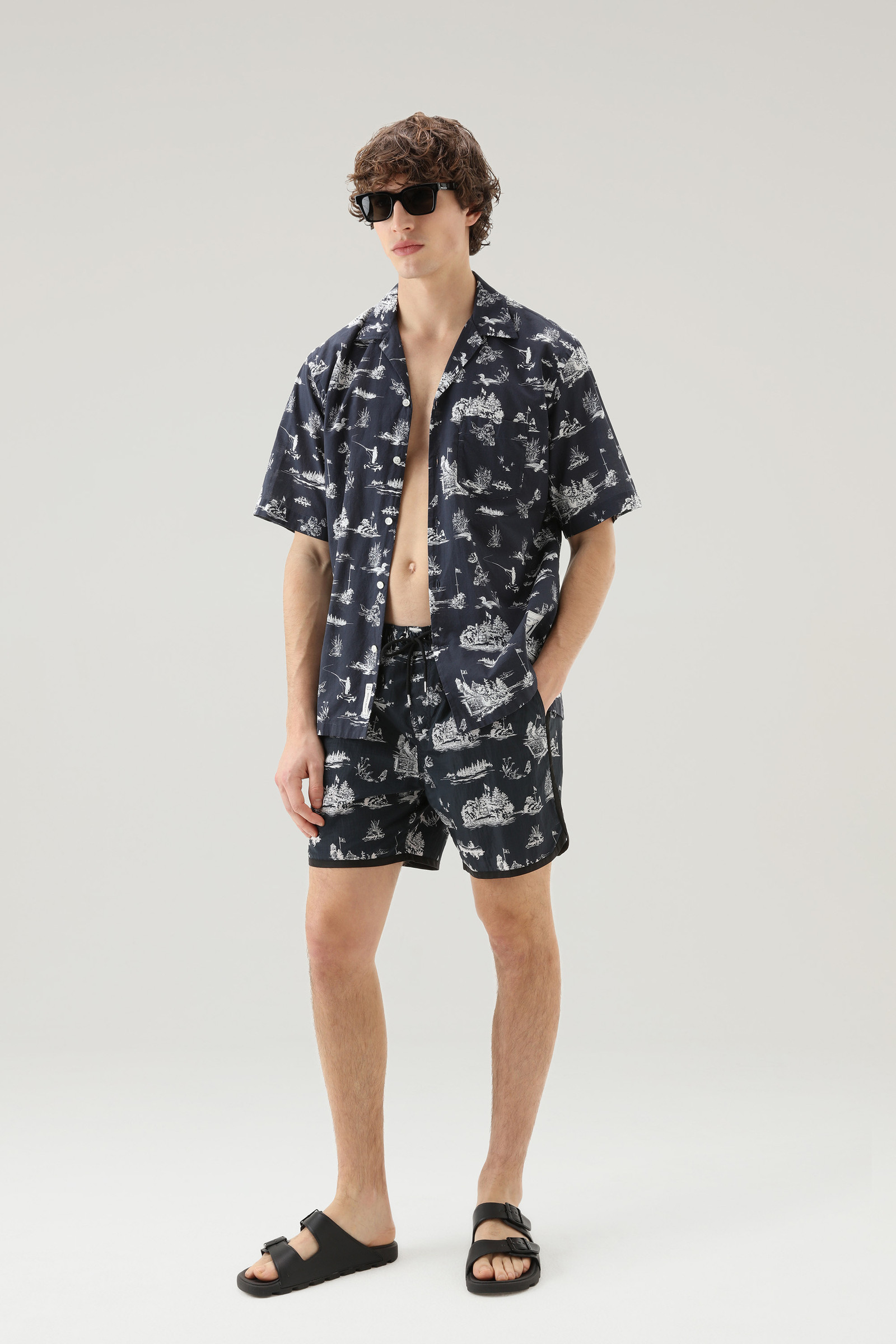 Zavikon Printed Boardshorts in Ripstop Crinkle Nylon Blue photo 2 | Woolrich