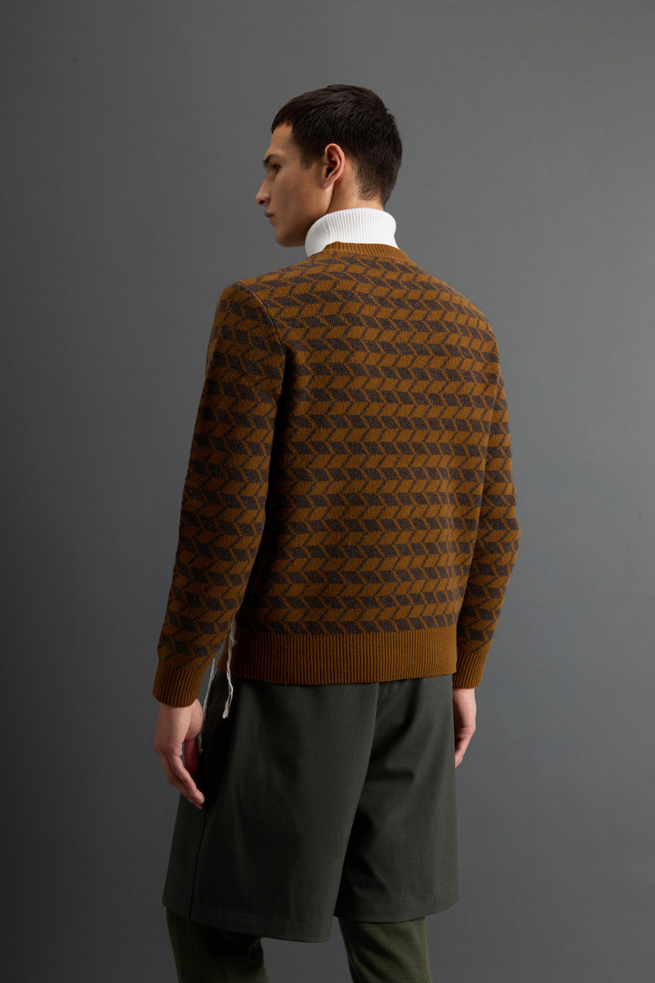 Crewneck Sweater in Pure Merino Wool with Embroidery by Todd Snyder Brown photo 3 | Woolrich