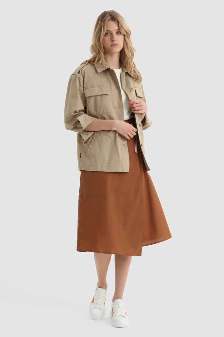Jupe portefeuille en popeline de coton marron photo 2 | Woolrich