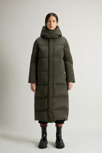 Aurora Long Parka in Stretch Nylon Green | Woolrich