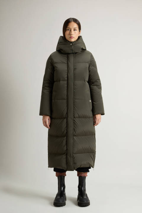 Aurora Long Parka in Stretch Nylon Green | Woolrich