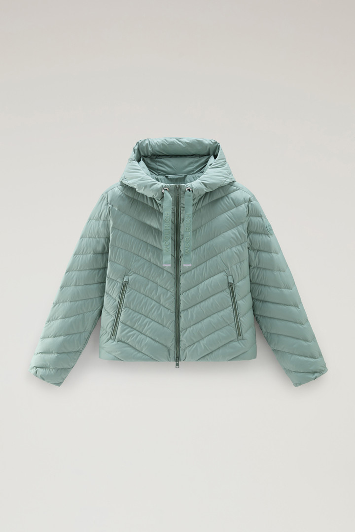Microfibre Jacket with Chevron Quilting and Hood Green photo 5 | Woolrich