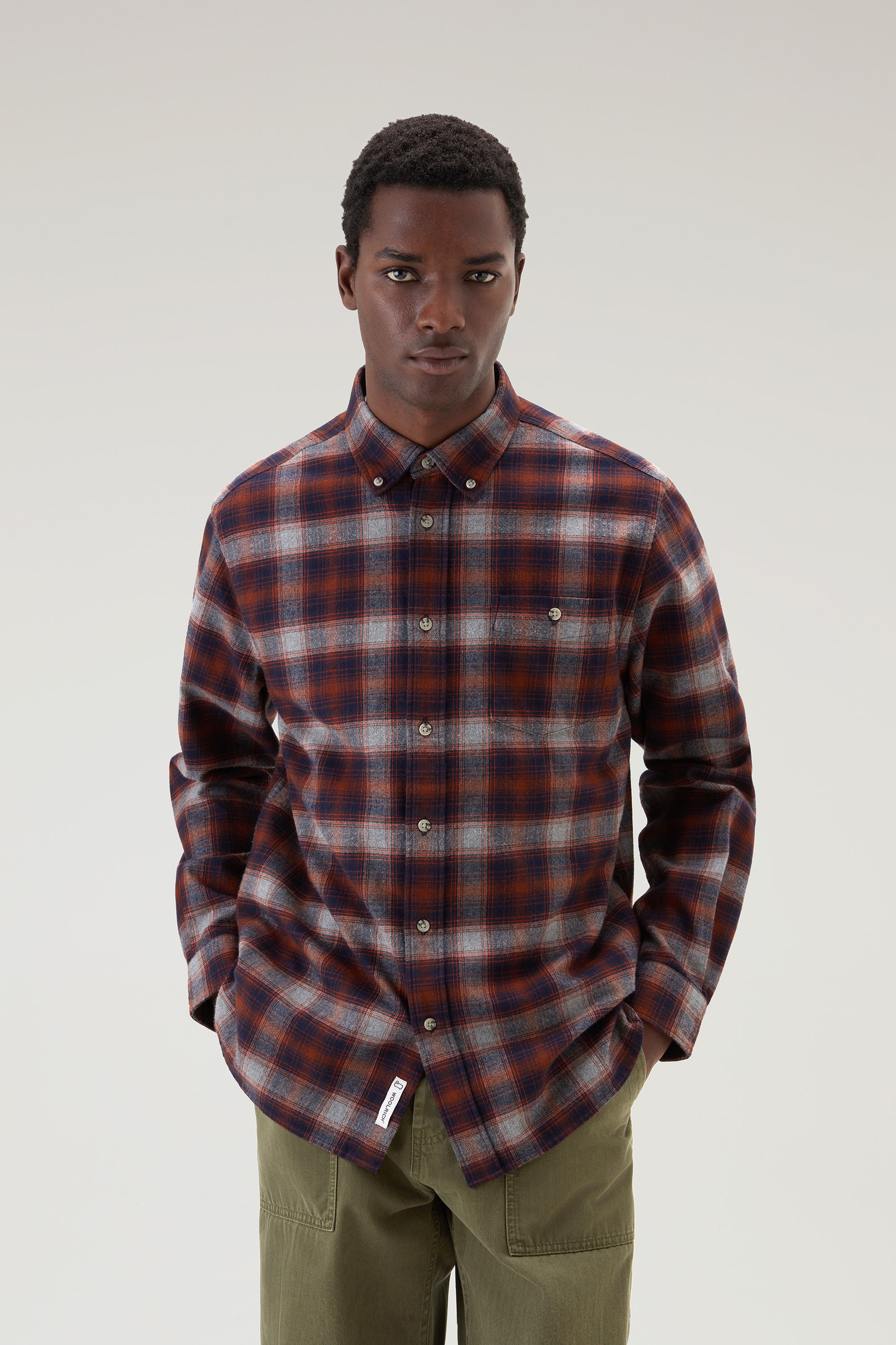 Traditional Flannel Check Shirt Orange | Woolrich USA