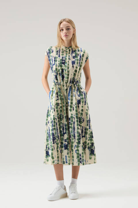 Midi-jurk van popeline katoen met print Beige | Woolrich