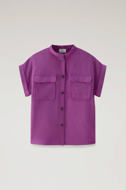 Blusa de manga corta de mezcla de lino Morado photo 2 | Woolrich