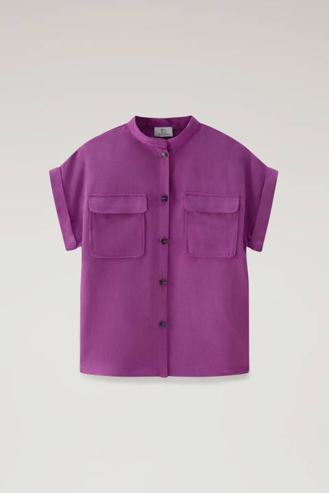 Short-sleeved Shirt in Linen Blend Purple photo 2 | Woolrich