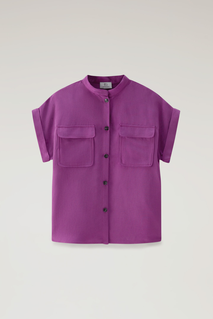 Shirt aus einer Leinen-Mischung mit kurzen Ärmeln Violett photo 5 | Woolrich