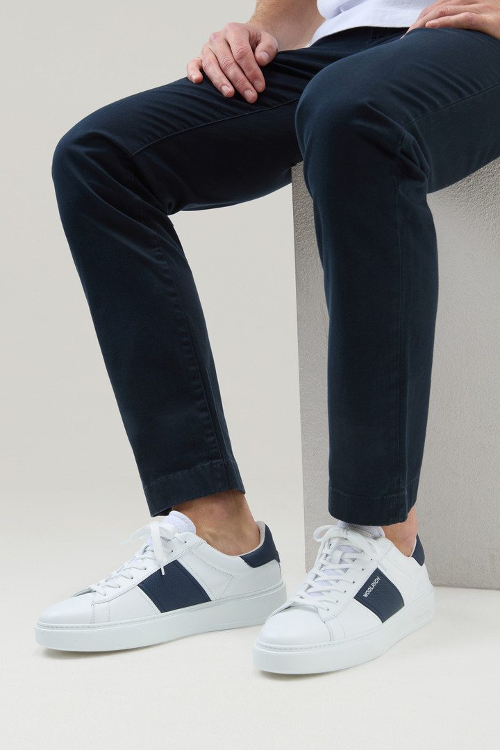 Classic Court Sneakers in Leather with Contrasting Trim Blue photo 6 | Woolrich