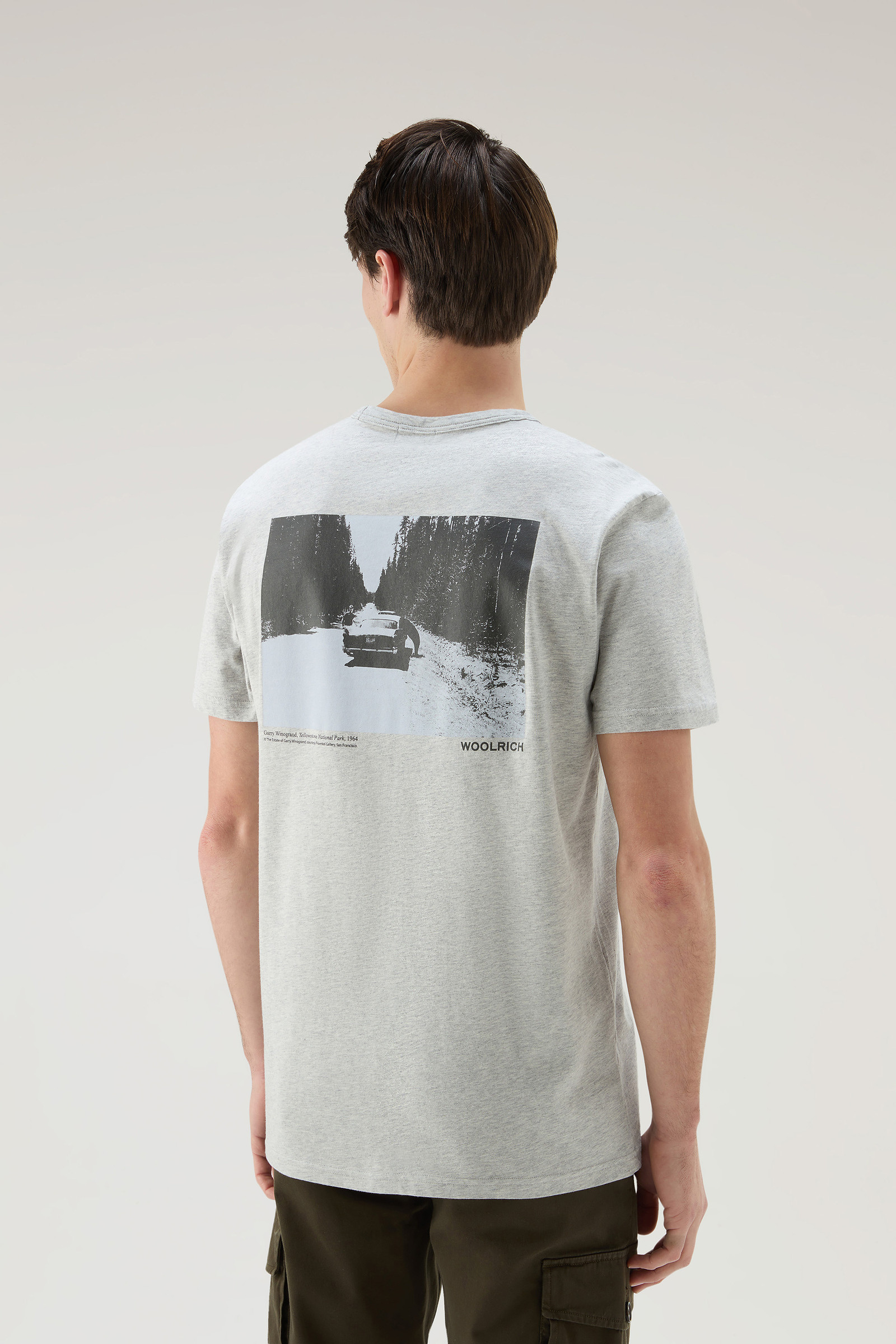 T-shirt aus reiner Baumwolle mit Yellowstone-Grafikprint grey photo 3 | Woolrich