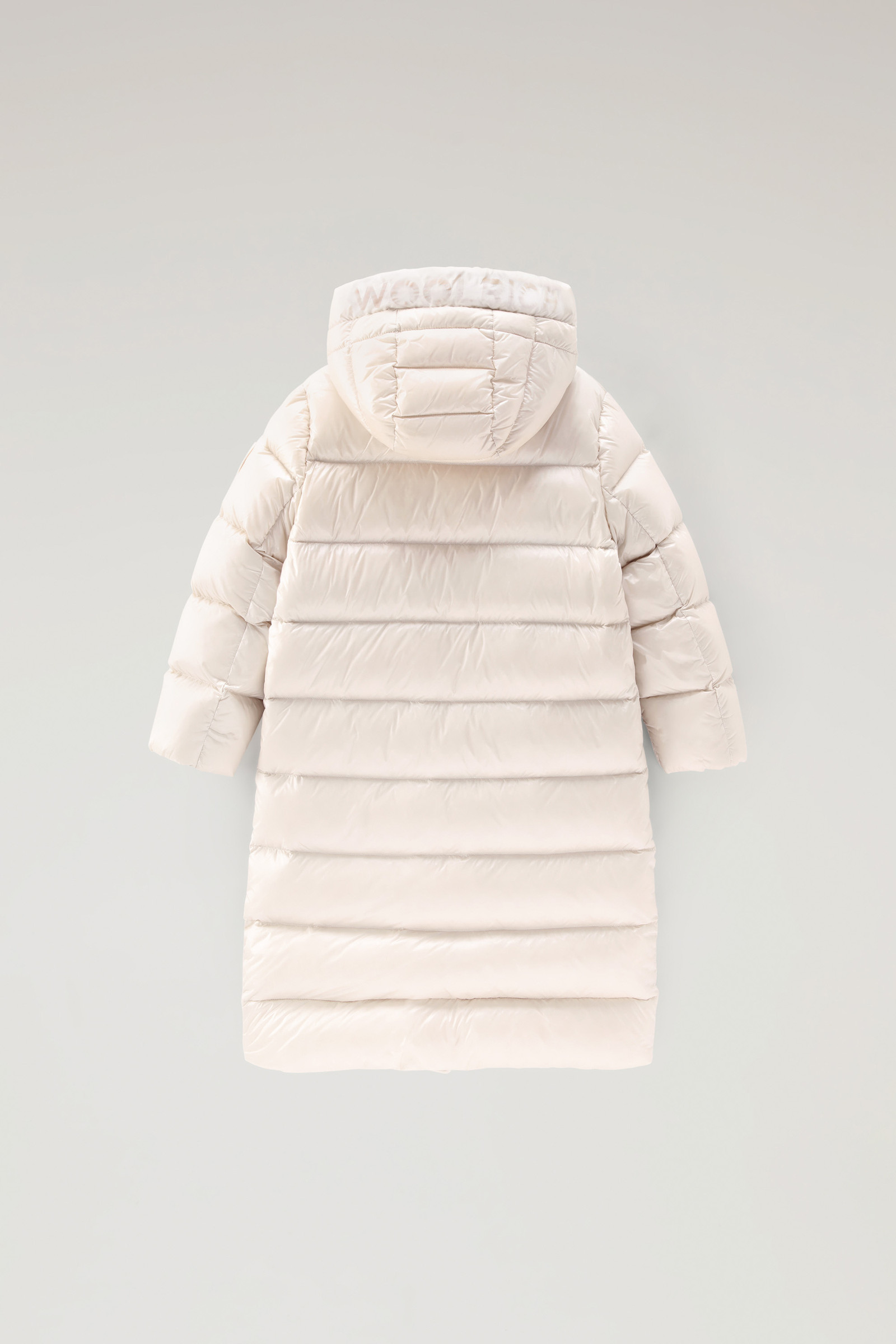 Girls' Long Down Jacket in Glossy Nylon White photo 2 | Woolrich